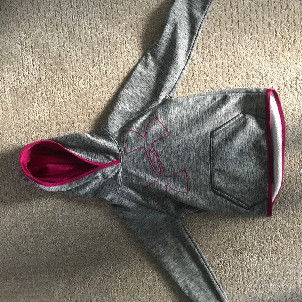 Pink and grey under armour hoodie